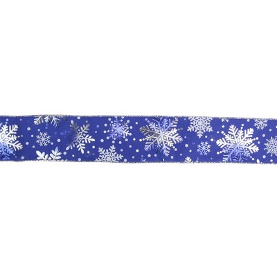 Northlight Blue and Silver Snowflake Christmas Wired Craft Ribbon 2.5" x 16 Yards