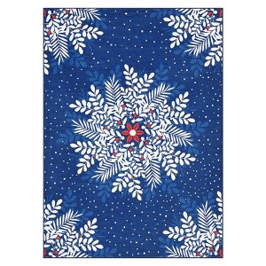 Coolmee Christmas Snowflakes Living Room Rug Non Slip Low Pile Washable Carpet for Bedroom Office Hallway Outdoor Rug Blue - 1 of 4