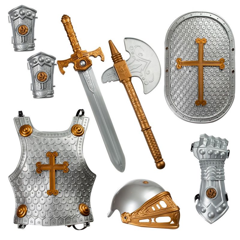 Dress-Up-America Knight Armor Set for Kids - Medieval Shield and Helmet Playset, 1 of 5