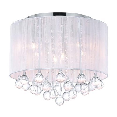 CWI Lighting Water Drop 6 Light Drum Shade Flush Mount With Chrome Finish
