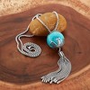 ELYA Women's Large Faux Turquoise Tassel Stainless Steel Necklace - 3 of 3