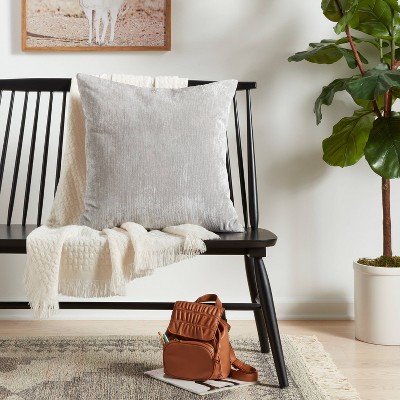 Threshold Velvet Rib Textured Square Decorative Throw Pillow