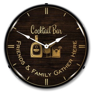 Collectable Sign & Clock | Cocktail Bar LED Wall Clock Retro/Vintage, Lighted - 1 of 3
