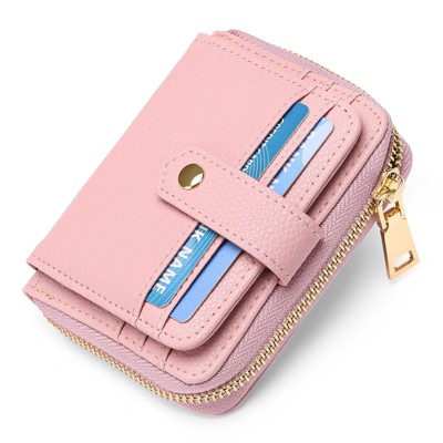 BEAFUP Women's PU Slim Wallet - 6 Card Slots, ID Window & Zippered Coin Pocket - Compact Organizer for Everyday Use,Travel