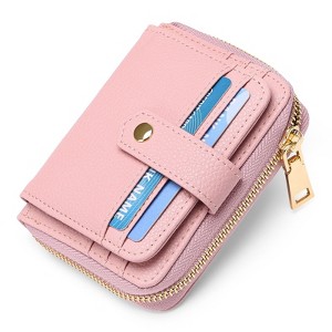 FATMOON Women's PU Slim Wallet - 6 Card Slots, ID Window & Zippered Coin Pocket - Compact Organizer for Everyday Use,Travel - 1 of 4