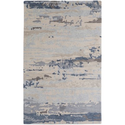 Everley Modern Abstract Blue/Gray/Ivory Area Rug