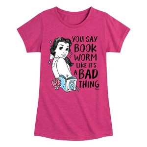 Girls' - Disney - Bookworm Isn't A Bad Thing Fitted Short Sleeve Graphic T-Shirt - 1 of 3