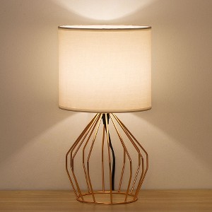 Oumilen Modern Rose Gold Bedside Table Lamps, Hollow Base with White Shade - 1 of 1