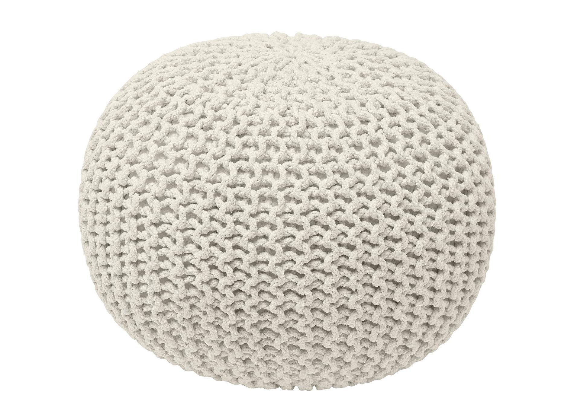 Ornavo Home Cotton Classic Braid Pouf Ottoman - 15" x 18.5" - Natural