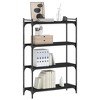 vidaXL 4-Tier Engineered Wood Bookcase with Metal Frame – Black, Adjustable Foot Pads - 3 of 4