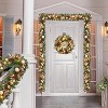Coucheta 24 Inch Christmas Wreath - Pre-Lit with Balls, Artificial with Pine Cones & Bells for Wall, Window, Front Door Decor, Gold - 4 of 4