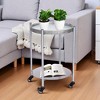 Mshliw Round 2-Tier Coffee Table with Wheels, Modern Metal Movable Side Table with Detachable Top, Rolling End Table for Living Room or Bedroom - 3 of 4