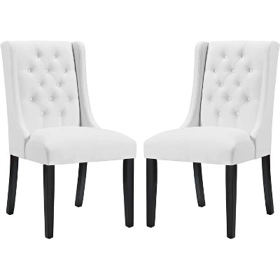 Modway Baronet Dining Chair Vinyl Set of 2 White