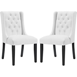 Modway Baronet Dining Chair Vinyl Set of 2 White - 1 of 3