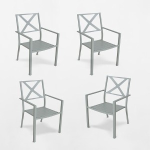 Afton 4pk Metal Stack Patio Dining Chair Light Green - Threshold