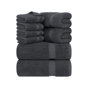 Ruso Weights Premium Cotton Bathroom Towel Set Gray - 1 of 4