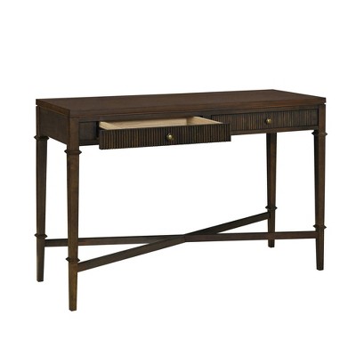 Kenna Dark Brown Wood and Metal Console Table with Storage