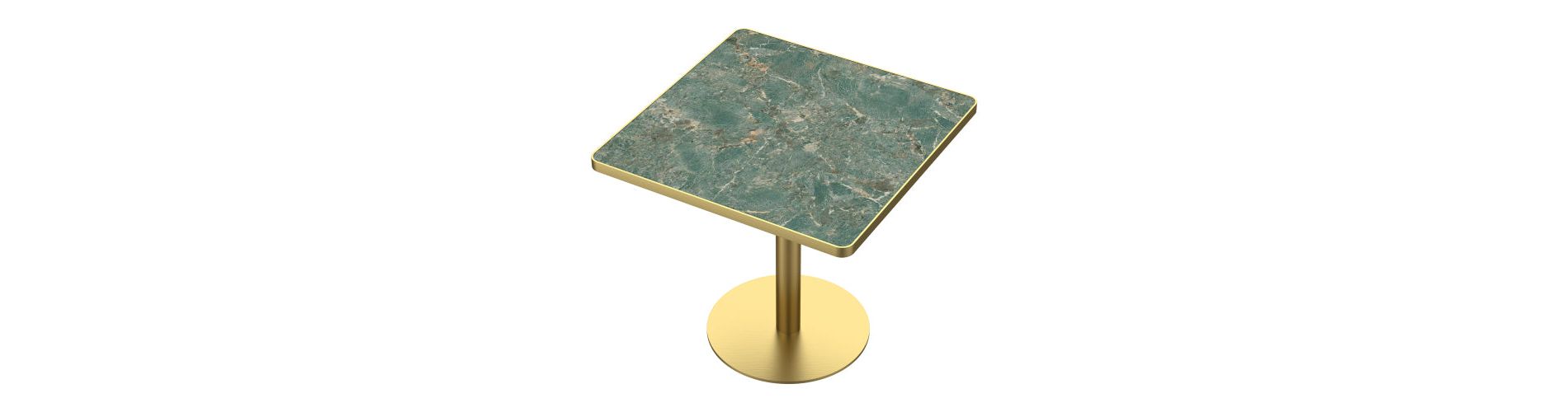 AEELLEEA 31.5-Inch Square Dining Table, Green Marble-Look Top with Gold Metal Pedestal Base, Modern Kitchen Table