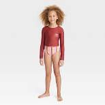 Girls' 3pc Summer Striped Swimwear Set - art class™