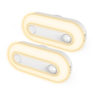 DORESshop Motion Sensor Dusk to Dawn Night Light Plug in [2 Pack], Dimmable 30/60/100LM for Hallway, Bedroom, Kids Room - 1 of 4