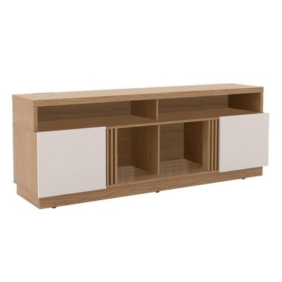 Wooden Entertainment 4 Open Shelves TV Stand for TVs up to 70" White/Brown - The Urban Port