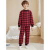 INSPIRE CHIC Christmas Family Pajama Set Matching Red Buffalo Plaid Long Sleeve and Pants Lounge Set - 3 of 4