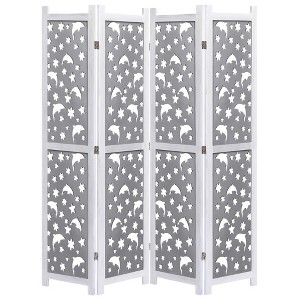 vidaXL 4-Panel Room Divider Gray 55.1 inches x64.7 inches  Solid Wood - 1 of 4