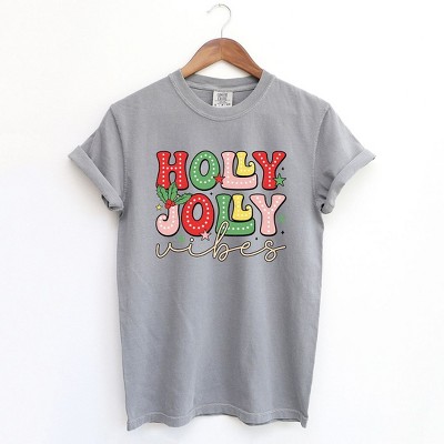 Simply Sage Market Women's Holly Jolly Vibes Distressed Short Sleeve Garment Dyed Tee