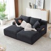 Aukfa 71"Modern Corduroy Double Chaise Lounge Sofa with 2-Pillows,No Assembly Required with Cup Holders - 3 of 4