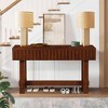 Gulches 52 inch Sofa Table with Storage Drawers Mid Century Farmhouse Fluted Console Table with Solid Wood Legs Entryway Table Cherry - 4 of 4
