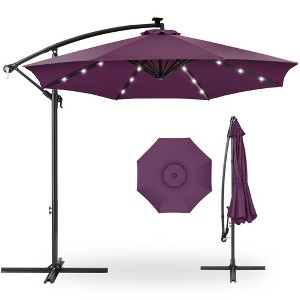 Best Choice Products 10ft Solar LED Offset Hanging Outdoor Market Patio Umbrella w/ Adjustable Tilt - 1 of 4