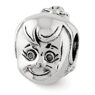 Black Bow Jewelry Sterling Silver Little Girl's Head with Ponytail Bead Charm