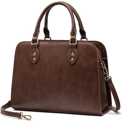 Purses and Handbags for Women, Vintage-Style Leather Top Handle Shoulder Bag Satchel Tote