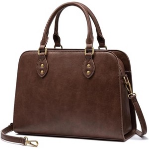 Purses and Handbags for Women, Vintage-Style Leather Top Handle Shoulder Bag Satchel Tote - 1 of 4