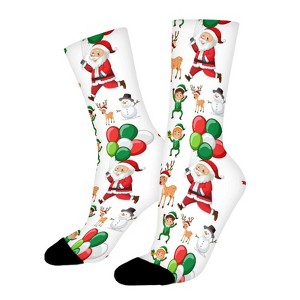 Christmas Santa Claus Deer Women Printed Crew Socks Funny Funky Socks Soft Polyester Novelty Gifts for Artists Men - 1 of 1