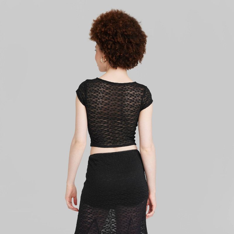 Women's Short Sleeve Lace Bustier T-Shirt - Wild Fable™, 4 of 9
