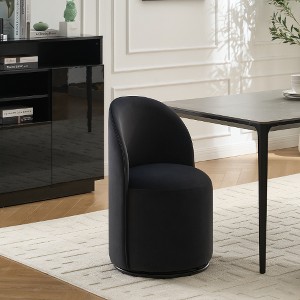 Lyngins Modern 360° Swivel Dining Chair, Frosted Velvet Upholstered Dining Room Barrel Chair, Armless Accent Makeup Vanity Side Chair for Bedroom - 1 of 4