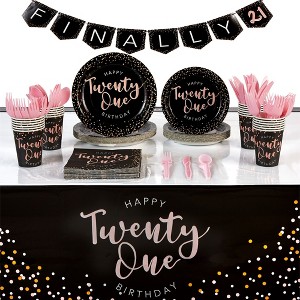 Sparkle and Bash Serves 24 21st Birthday Party Supplies Decorations for Girls Women Teens - 1 of 4