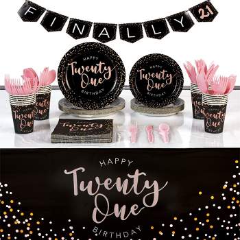 Sparkle and Bash Serves 24 21st Birthday Party Supplies Decorations for Girls Women Teens