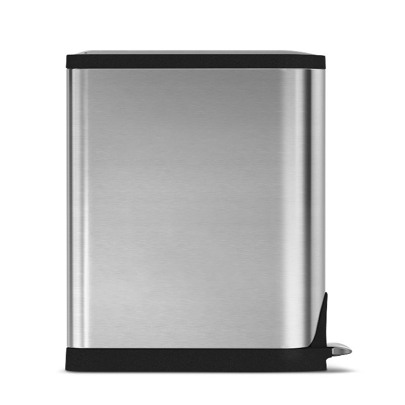 simplehuman 40L Dual Compartment Butterfly Lid Kitchen Step Trash Can Stainless Steel, 4 of 5