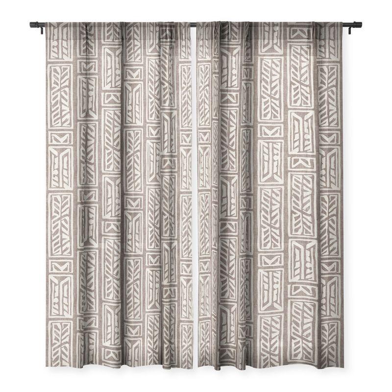 Little Arrow Design Co rayleigh feathers brown Set of 2 Panel Sheer Window Curtain - Deny Designs, 1 of 7