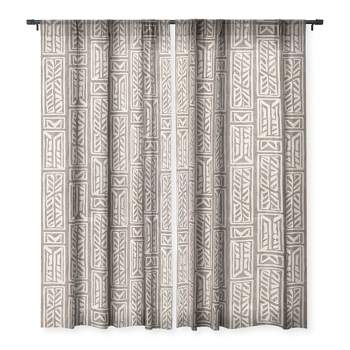 Little Arrow Design Co rayleigh feathers brown Set of 2 Panel Sheer Window Curtain - Deny Designs