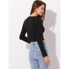 Allegra K Women's Casual Long Sleeve Cut Out Slim Fitted Basic Crop Tops - 3 of 4