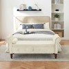 CAVINAS Velvet Storage Ottoman Bench, Rectangular Ottoman Bench with Crystal Tufting, Safety Hinges, Upholstered Ottoman Foot Rest with 1 Pillow - 2 of 4