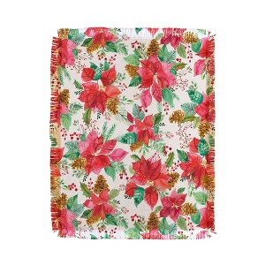 Ninola Design Poinsettia holiday flowers 56"x46" Woven Throw Blanket - Deny Designs - 1 of 4