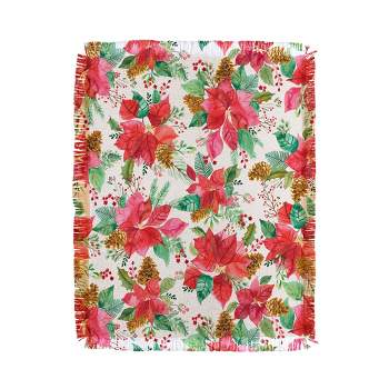 Ninola Design Poinsettia holiday flowers 56"x46" Woven Throw Blanket - Deny Designs