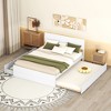 Okak Platform Bed Frame with Twin Trundle Modern Bed with High Gloss Headboard Strong Wood Slats No Springs Required Easy to Assemble - 2 of 4