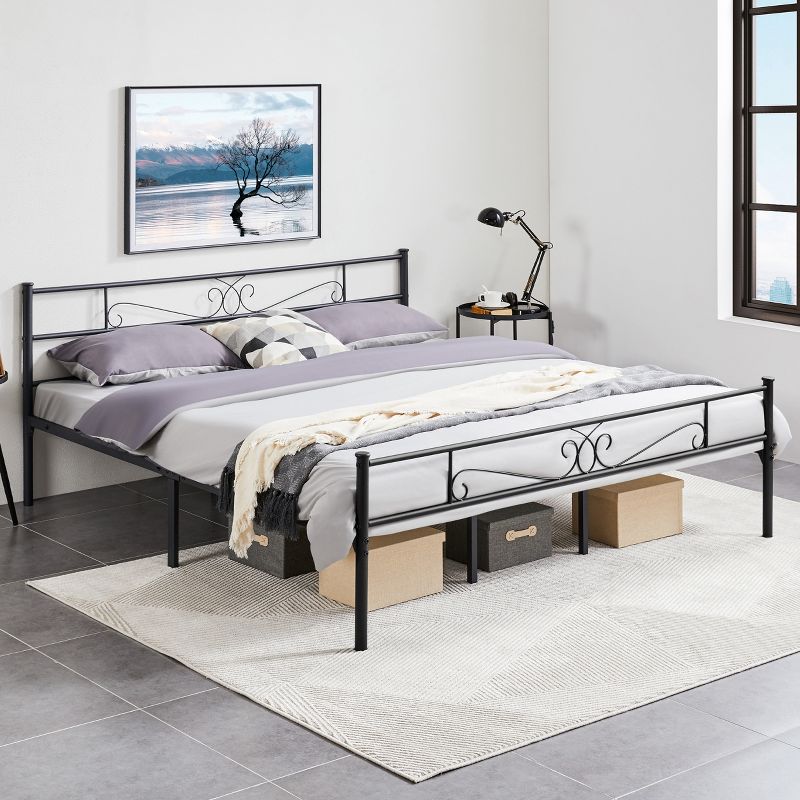 Yaheetech Metal-Framed Platform Bed with Headboard and Footboard, 2 of 8