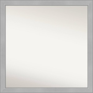 29" x 29" Non-Beveled Vista Brushed Nickel Narrow Bathroom Wall Mirror - Amanti Art: Includes Mounting Hardware, Polystyrene Frame - 1 of 4