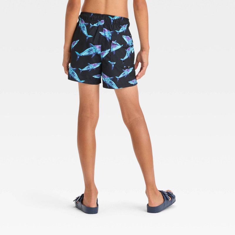 Boys&#39; Shark Printed Swim Shorts - art class&#8482; Black, 4 of 5